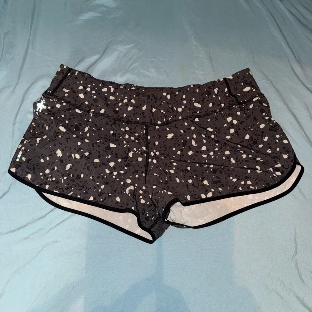 Smartwool Merinosport Lined Black and White Athletic Shorts with Speckled Design